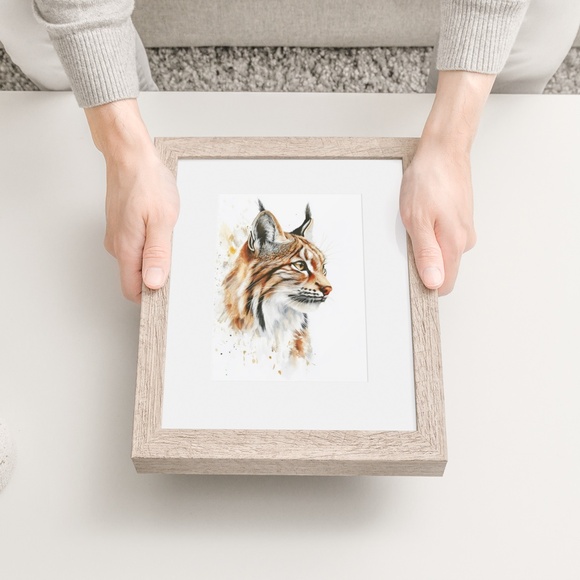 Watercolor Lynx Portrait Wall Art Illustration Print Poster Unframed - Picture 7 of 9